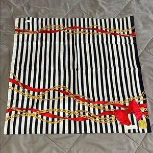 Givenchy Vintage NWT Striped Handkerchief with Red Bow and Gold Chain Design